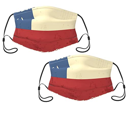 Máscara facial para niños con bandera de Chile lavable, ajustable, reutilizable, para niños, paquete de 2 unidades con filtro