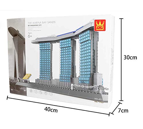 WANGE Marina Bay Sands Hotel de Singapur. Modelo de Arquitectura para armar con bloques de construcción