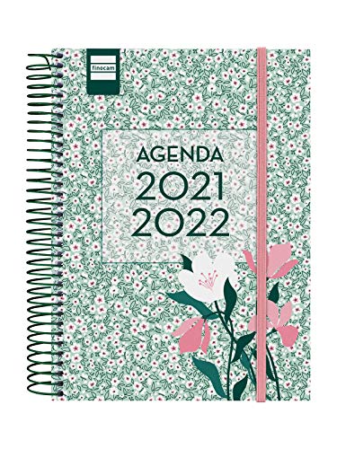Finocam Agenda 2021 2022 1 Día página Septiembre 2021, Junio 2022 10 meses y Julio/Agosto resumidos 4º, 155x212 Secundaria Floral Español
