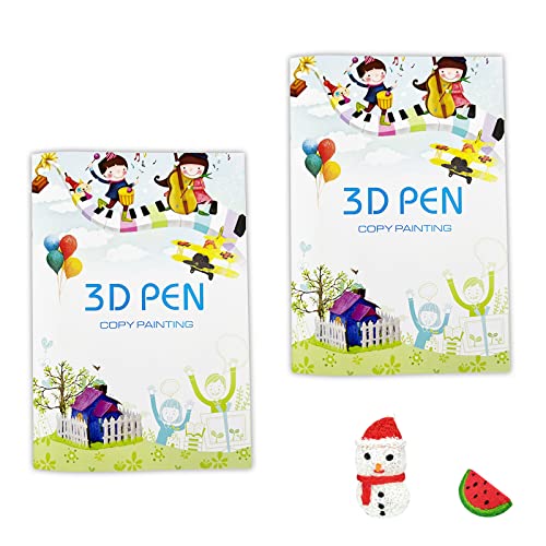 2 plantillas de lápiz 3D colorido patrón 40 con 2 piezas reutilizable transparente PVC dibujo plantilla de graffiti para lápiz 3D niños principiantes regalo de bricolaje